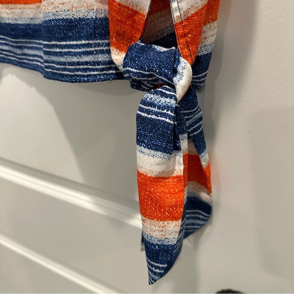 Michael Kors Blue and Orange Striped Blouse - Picture 3 of 5